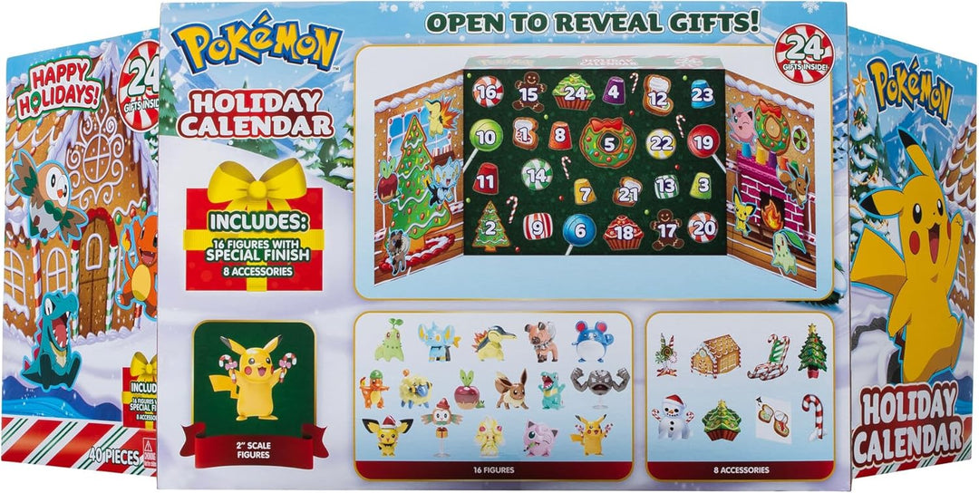 Pokémon PKW3066 - Battle Figure Adventskalender 2023, offizieller Pokémon Kalender mit 24 Überraschu