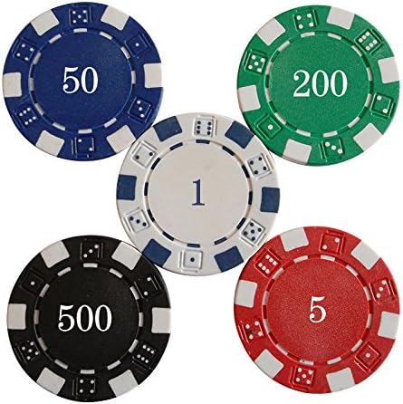 Pokerkoffer 300 Chips Poker-Chips Set mit Würfeln, 2 Kartendecks, 5 Würfel, Händler, Pokerset mit Al