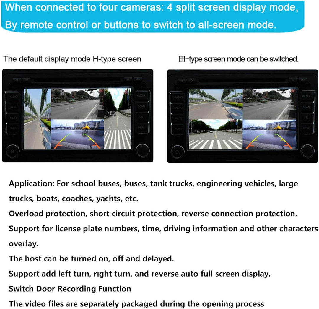 KIMISS 4-Kanal-Video-Splitter, 1080P AHD 4-Kanal-Video-Splitter-Controller DC12V 24V Kamera-Video-Bi
