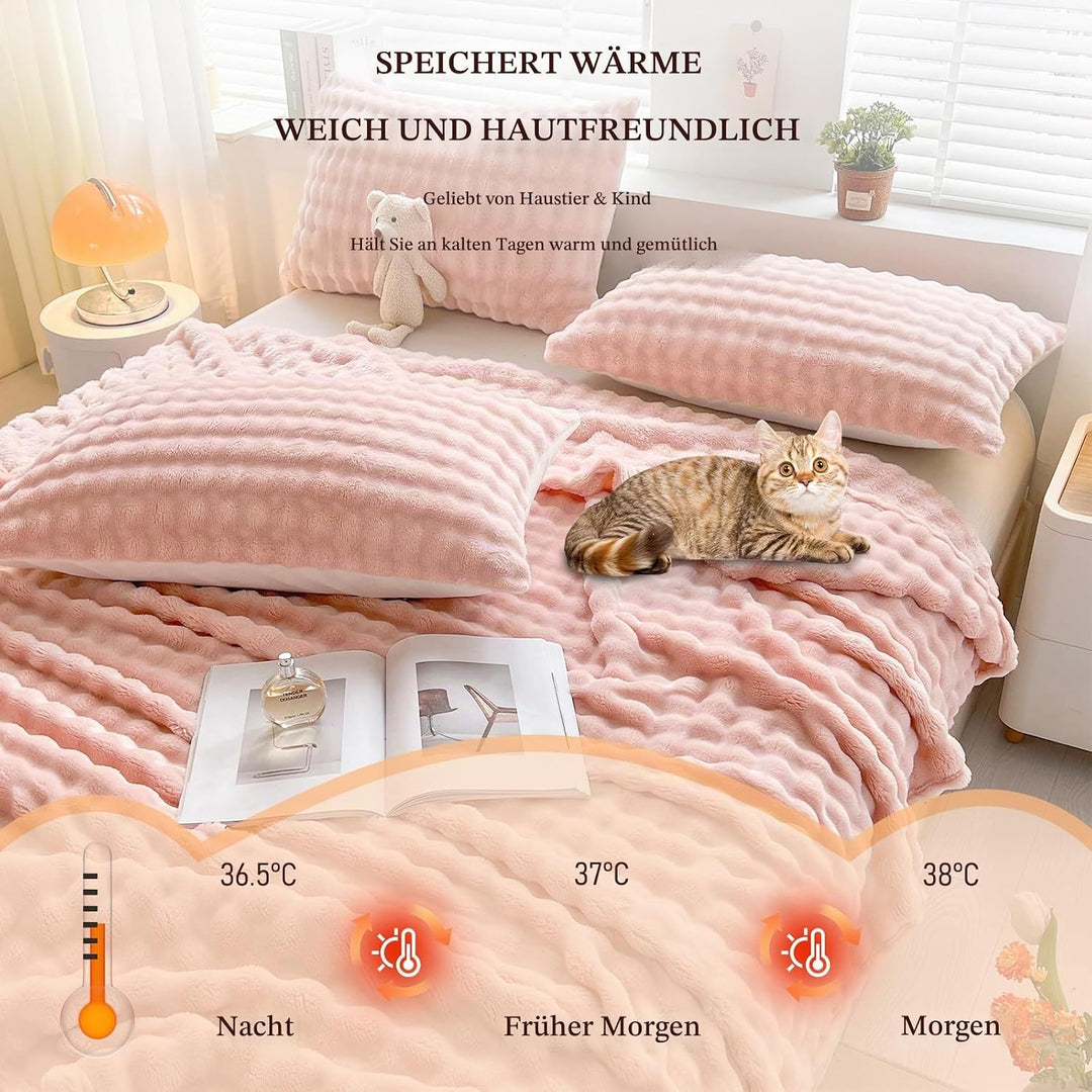 Kuscheldecke Milchsamt Blasen Decke Super Soft Wohndecke Dick 450 G/M² Flanell Decke Couchdecke Warm