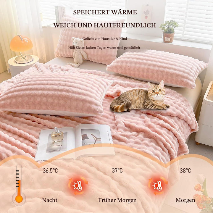 Kuscheldecke Milchsamt Blasen Decke Super Soft Wohndecke Dick 450 G/M² Flanell Decke Couchdecke Warm