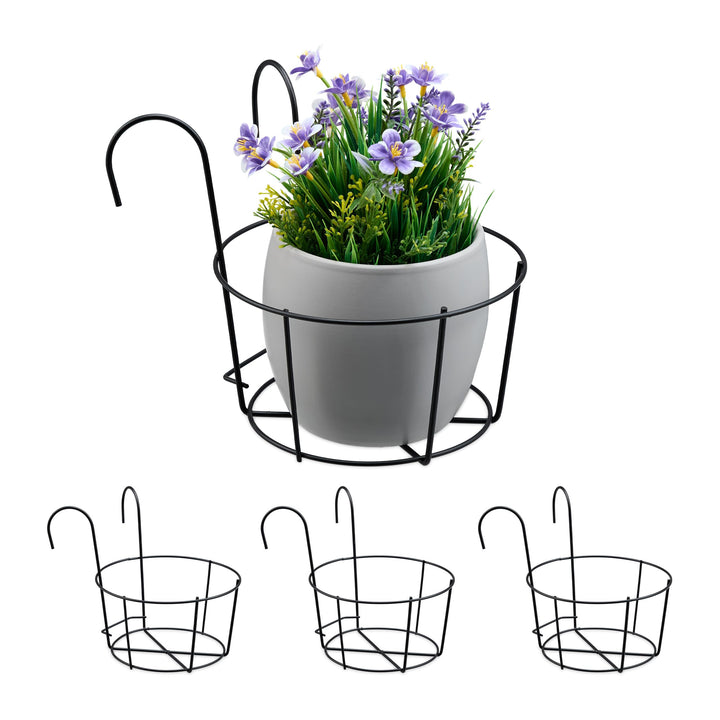 Relaxdays Blumentopf Halter, 4er Set, Balkon, Metall, HxBxT: 21x20x26 cm, Blumentopfhalterung zum Ei