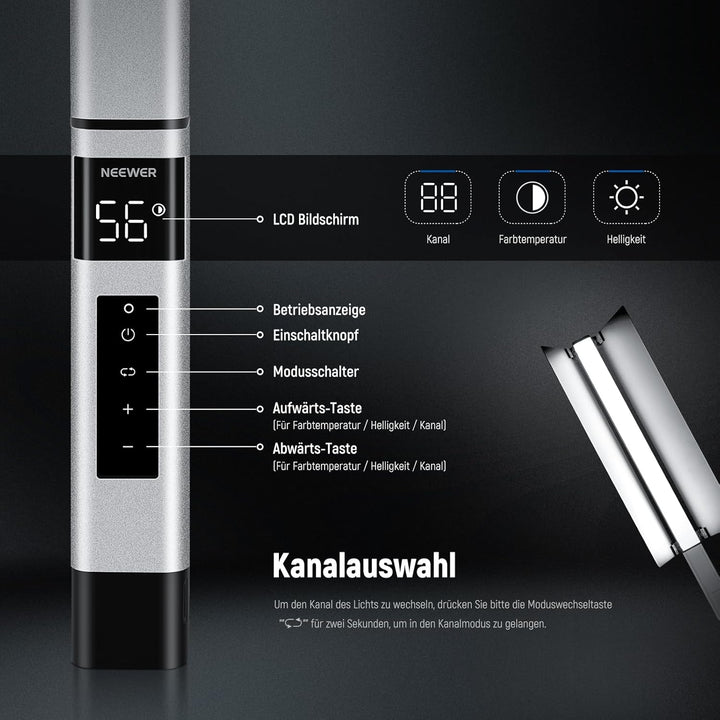 NEEWER CL124 PRO Handheld LED Leuchtstab, zweifarbiger Video Lichtstab mit 2,4G Steuerung, verbesser