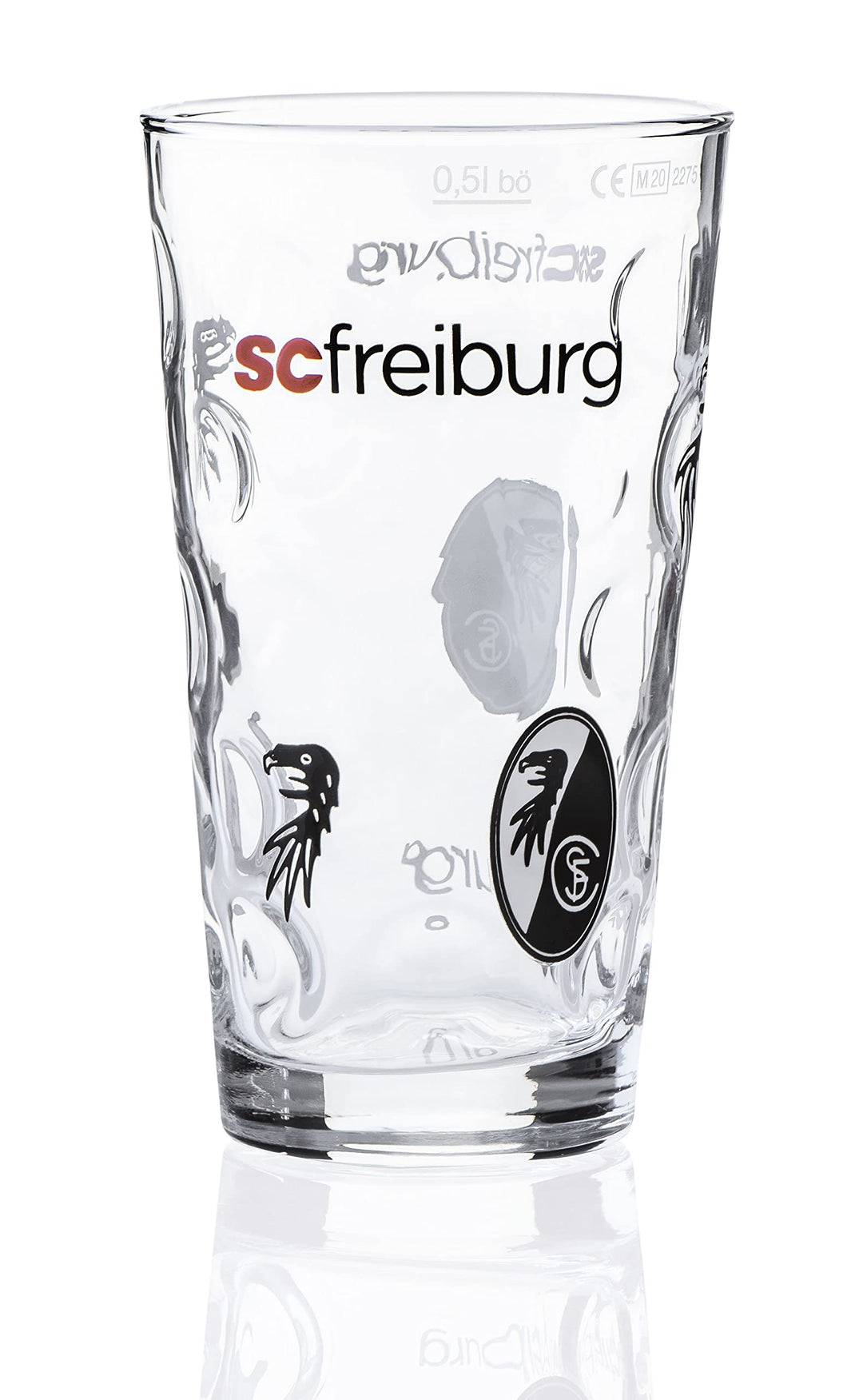 Schorleglas gross SC Freiburg Glas, Bierglas, mug, jug, jarra, cruche, Fanglas, Bierglas, Saftglas