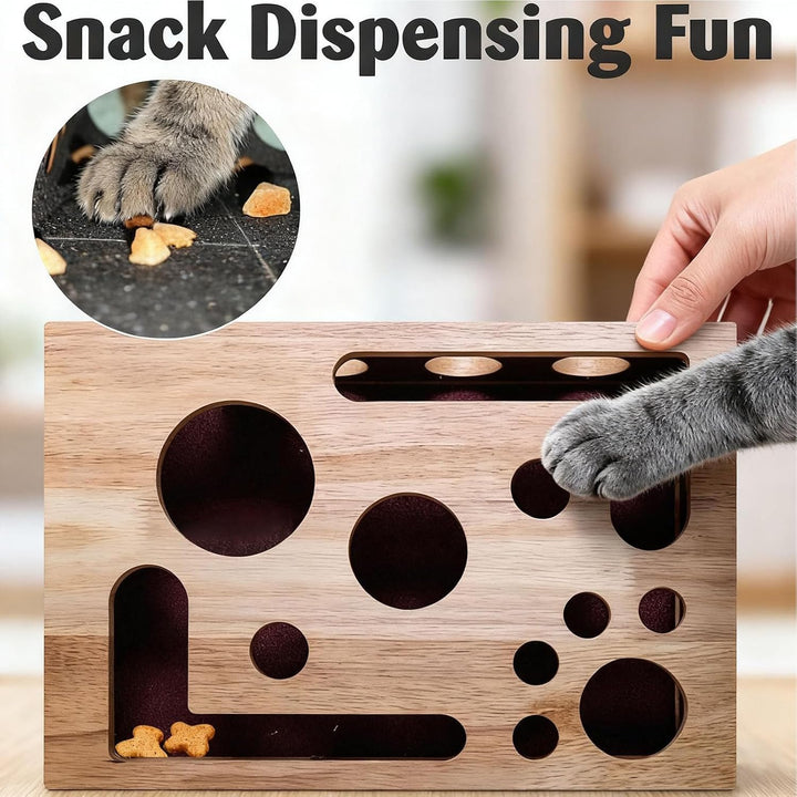 2 Stück Cat Nail File Enrichment Box, Holz Katzenpuzzle Anreicherungsbox Mit Kratzer, Interaktives L