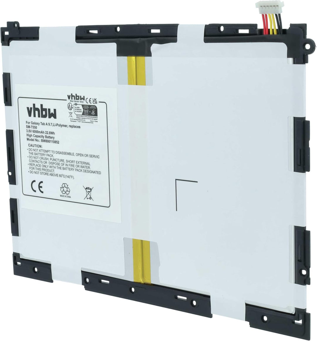 vhbw Akku kompatibel mit Samsung Galaxy SM-T550, SM-T555, SM-T555C, Tab A 9.7 Tablet Pad (6000mAh, 3