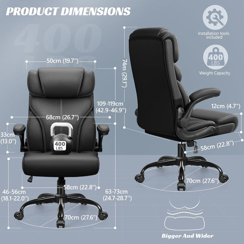 FelixKing Bürostuhl, Ergonomischer Grosser Computer Bürostuhl, Chefsessel, Verstellbare Hohe Rückenl