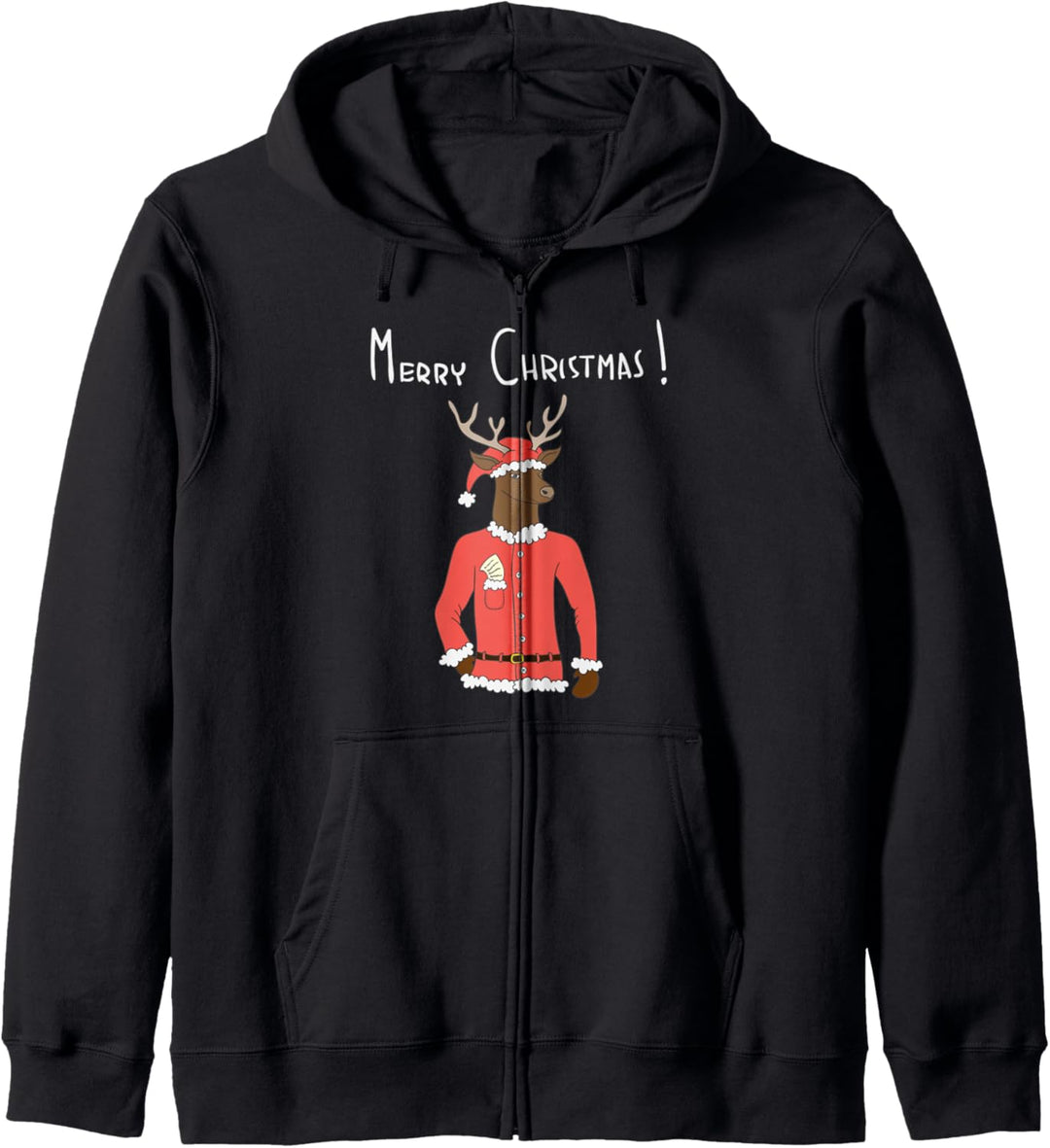 Merry Christmas - Lustiger Cartoon-Elch-Weihnachtsmann Kapuzenjacke