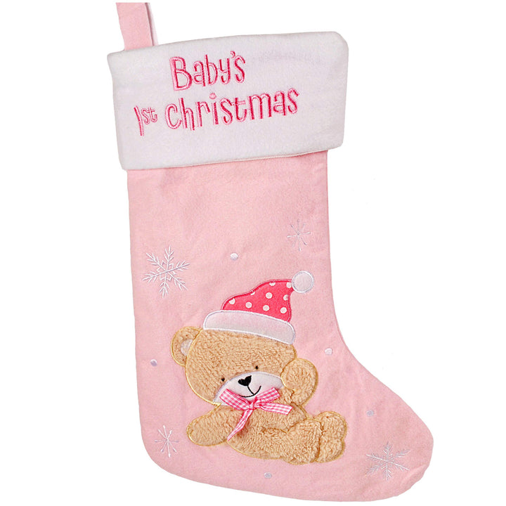 10 Stück 3D Effekt XL - Weihnachtssocken & Weihnachtsstrümpfe - Baby´s First Christmas - Teddybär -
