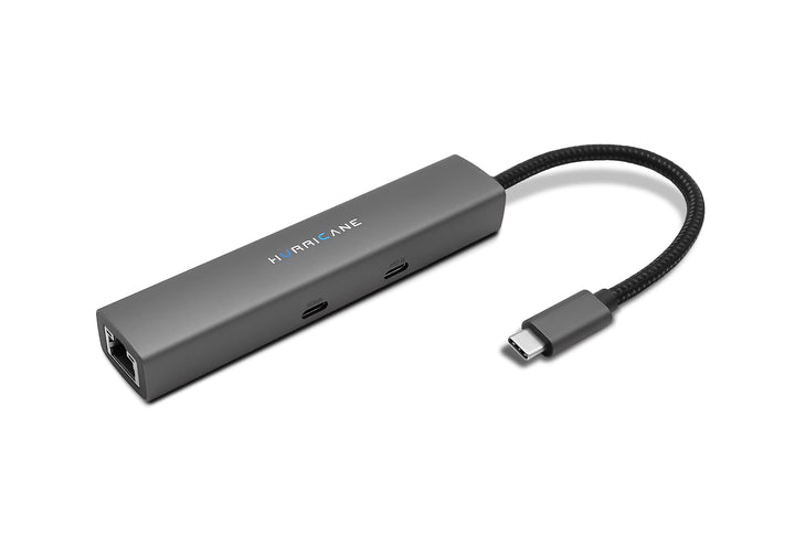 Hurricane USB C HUB C0546 Aluminium 6-in-1 Dock USB-C Adapter, LAN Ethernet RJ45 Netzwerkadapter, 4K