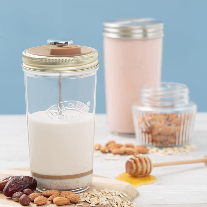 Kilner Nussmilch/Mandelmilch-Herstellungset-Set, 2 Gläser mit Zubehör und Deckel, 0,5 l