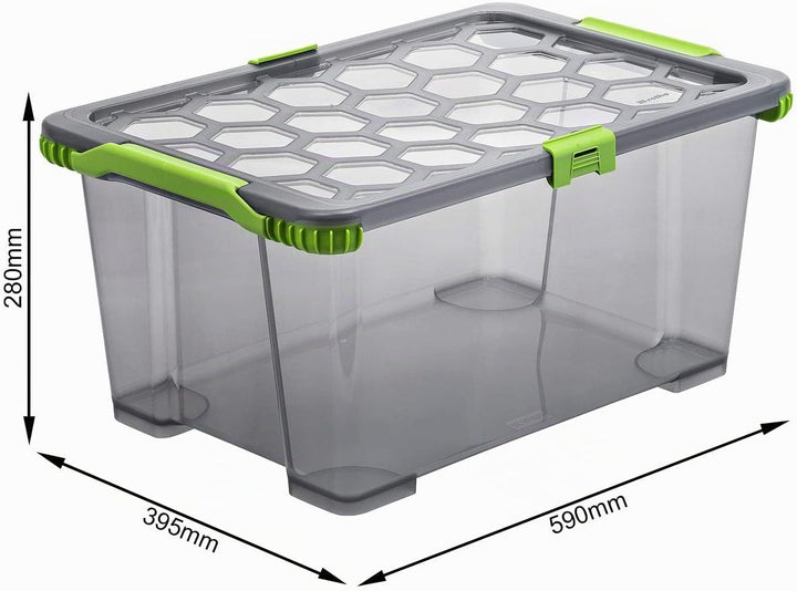 Rotho Evo Total Protection 3er-Set Aufbewahrungsbox 44l mit Deckel, lebensmittelechter Kunststoff (P