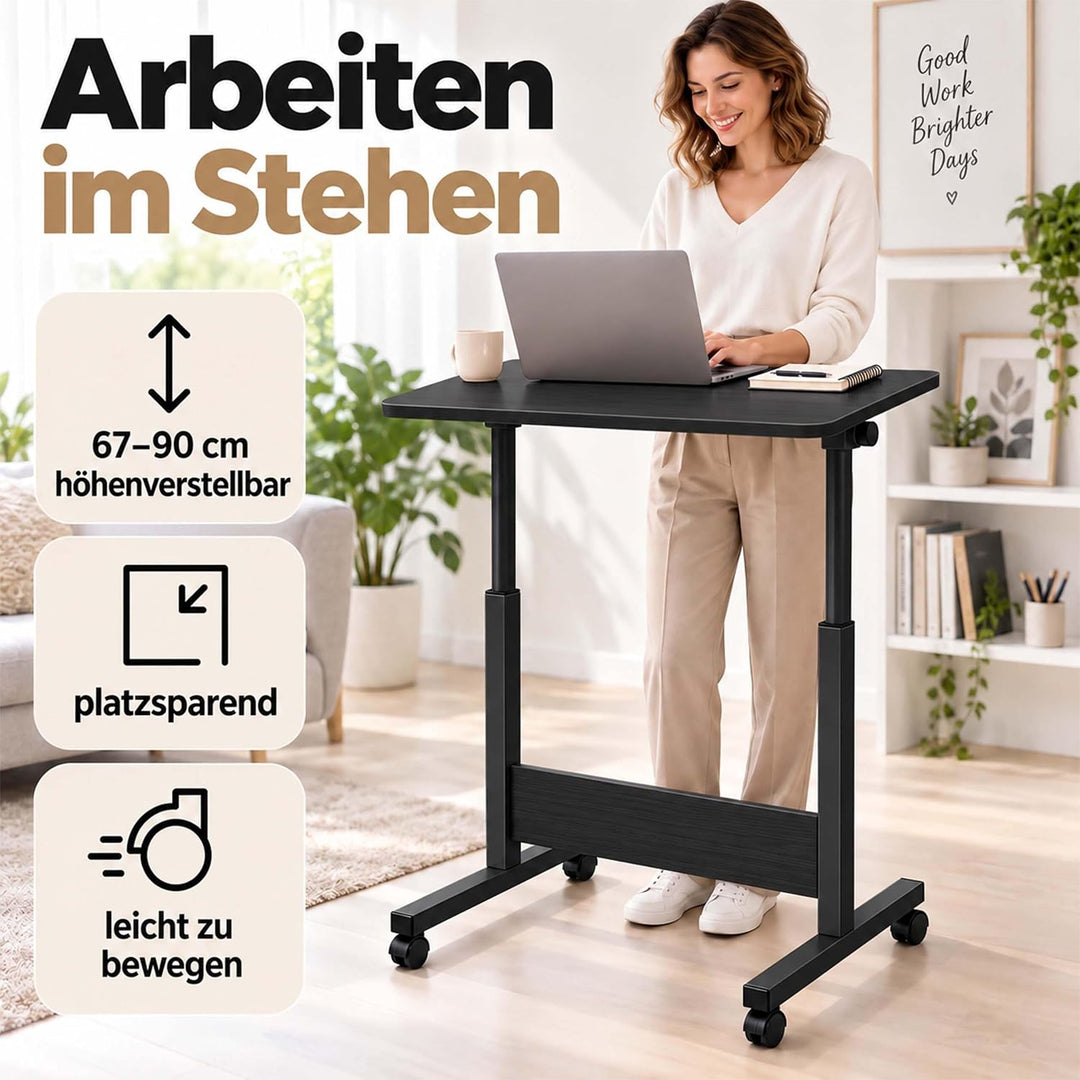 Relaxdays Laptoptisch höhenverstellbar, 67-90 cm, schwarz, Schwarz