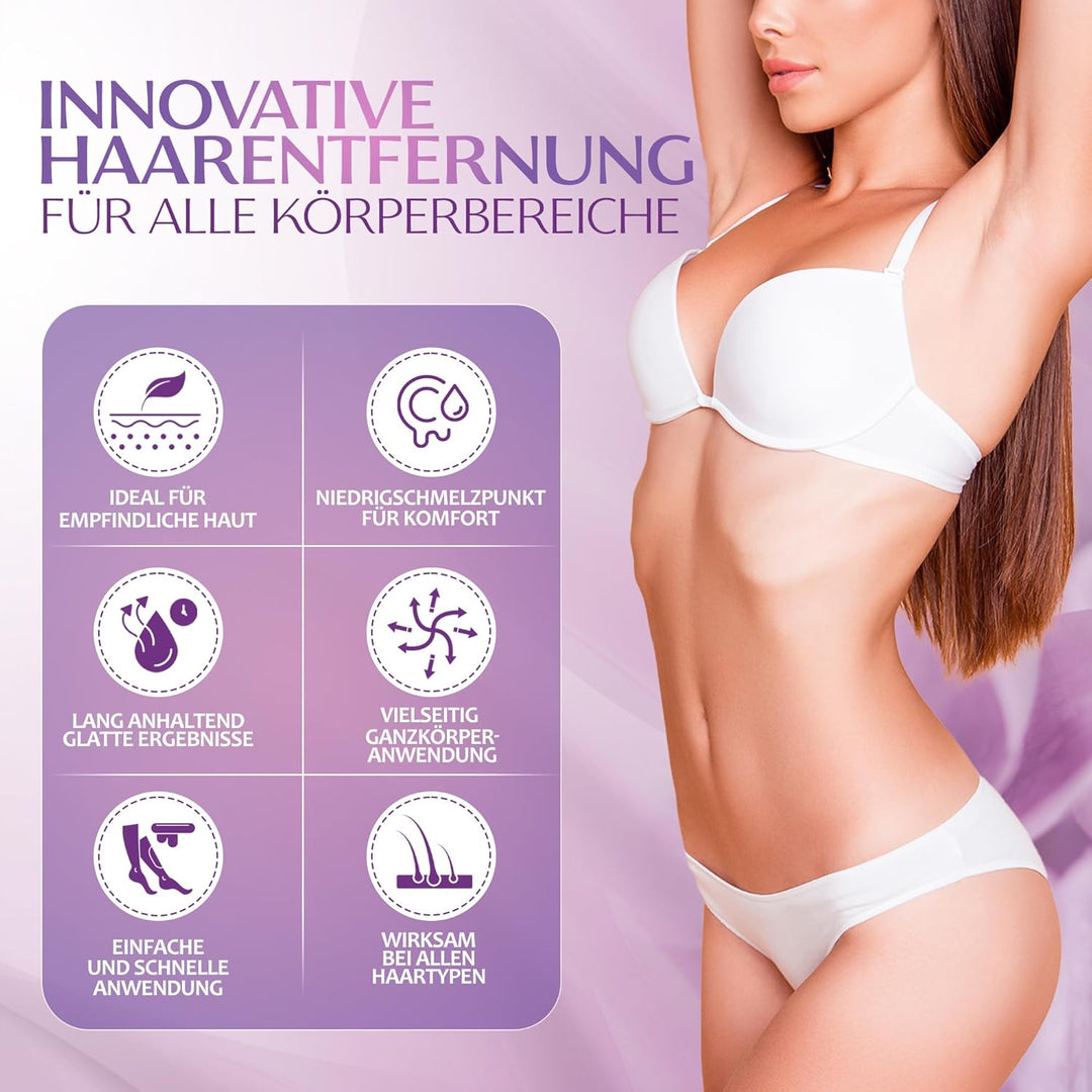 Dermawax Mauve Jasmin Wachs Filmwachs Heisswachs Waxing Perlen Wachsperlen Anwendung ohne Wachsstrei