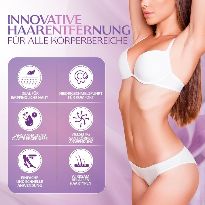 Dermawax Mauve Jasmin Wachs Filmwachs Heisswachs Waxing Perlen Wachsperlen Anwendung ohne Wachsstrei