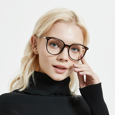 Firmoo Blaulichtfilter Brille ohne Sehstärke für Damen Herren Runde Computerbrille gegen Kopfschmerz