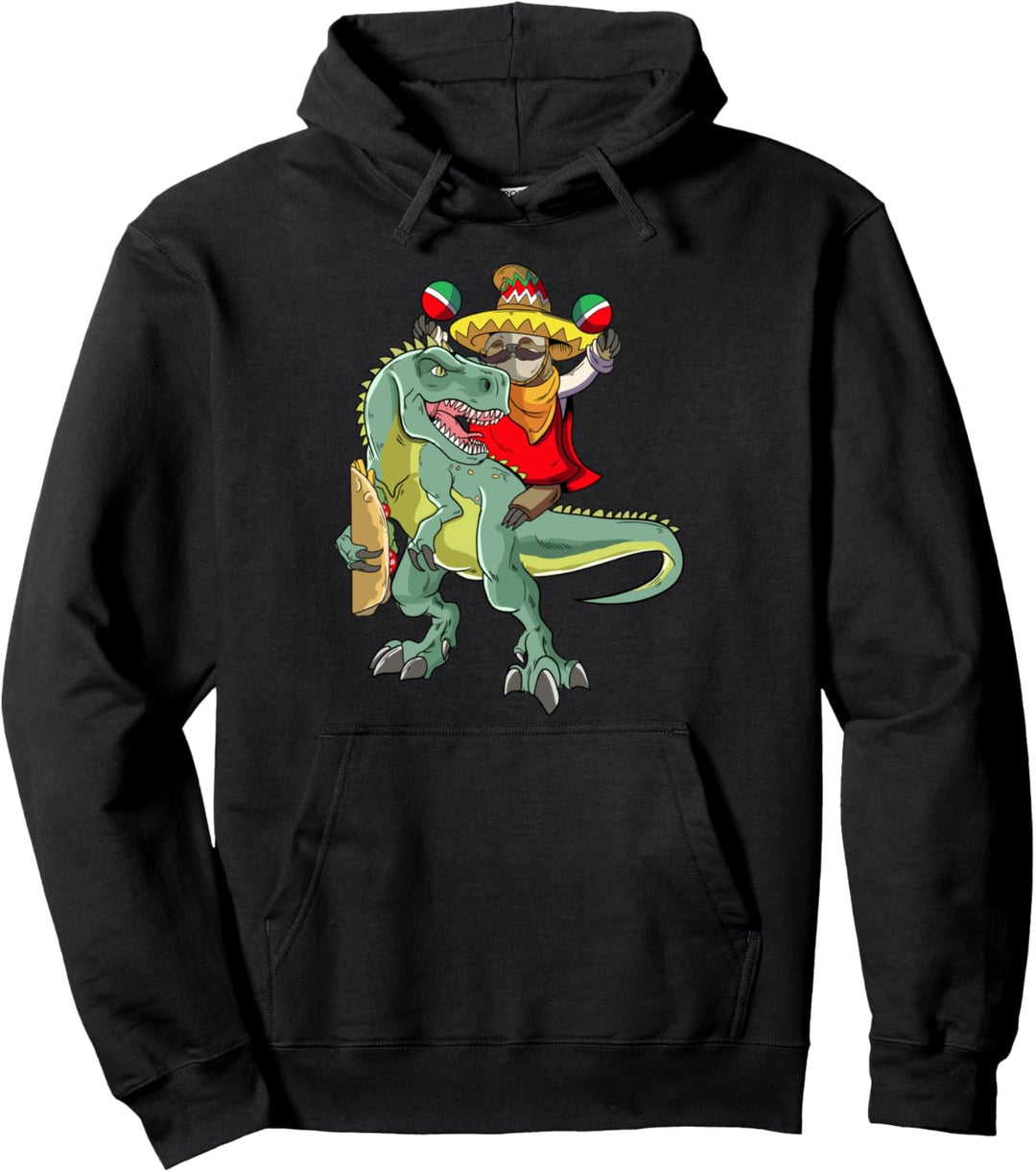 Mexican Sloth Dino Cinco De Mayo T-rex Dinosaur Tacos Pullover Hoodie