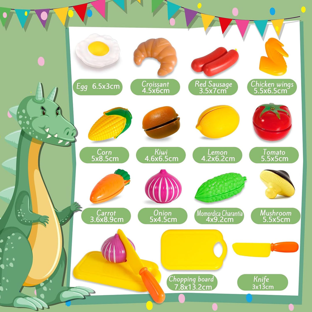 FAMKEEP 30Pcs Küchenspielzeug Zubehör Kinderküche Kochgeschirr Pfannenset Schürze und Kochmütze für