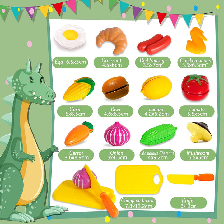 FAMKEEP 30Pcs Küchenspielzeug Zubehör Kinderküche Kochgeschirr Pfannenset Schürze und Kochmütze für