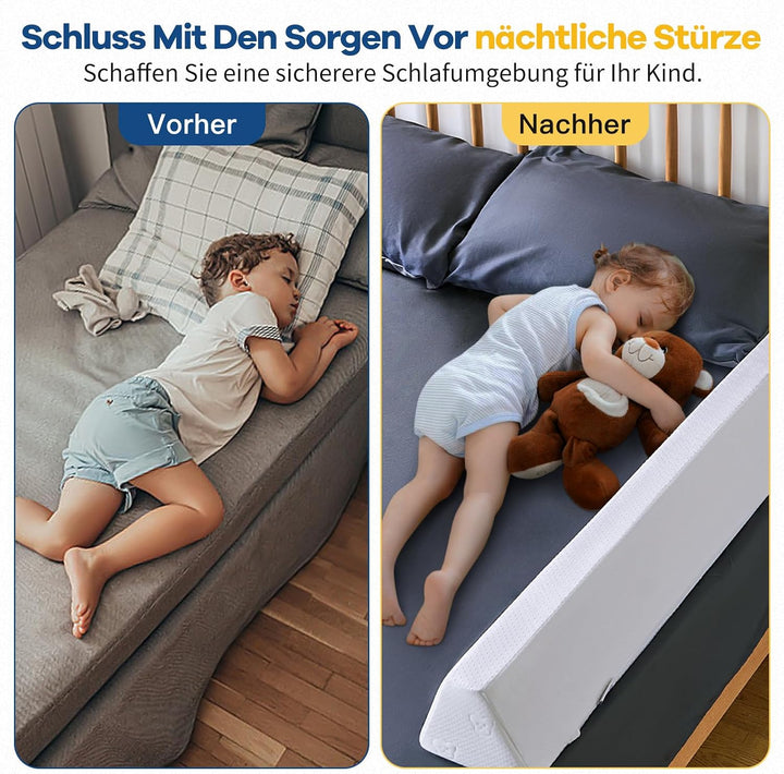 Bettgitter Kinderbett, Schaumstoff Rausfallschutz mit Rutschfester Unterseite, Waschbarer Bezug, Bet