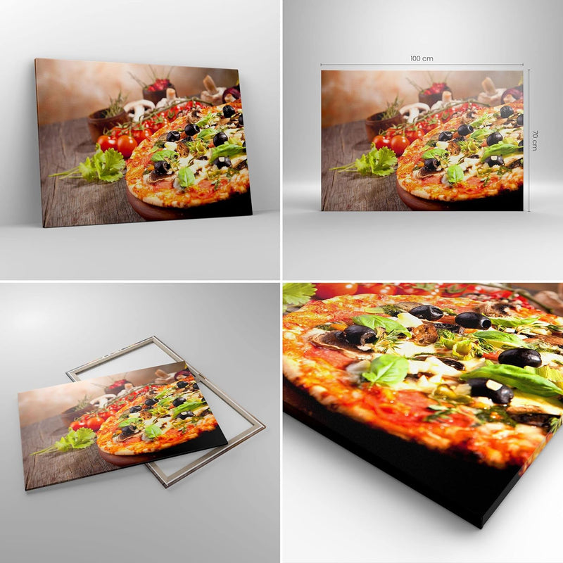 Bilder auf Leinwand 100x70cm Leinwandbild Pizza Essen Italien Tradition Gross Wanddeko Bild Schlafzi