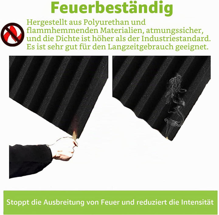 Foneso Akustikpaneele, 30x30x5 cm（Dichte:25kg/m³） Schalldämmung, Akustikschaumstoff,3D Hochdichte Sc