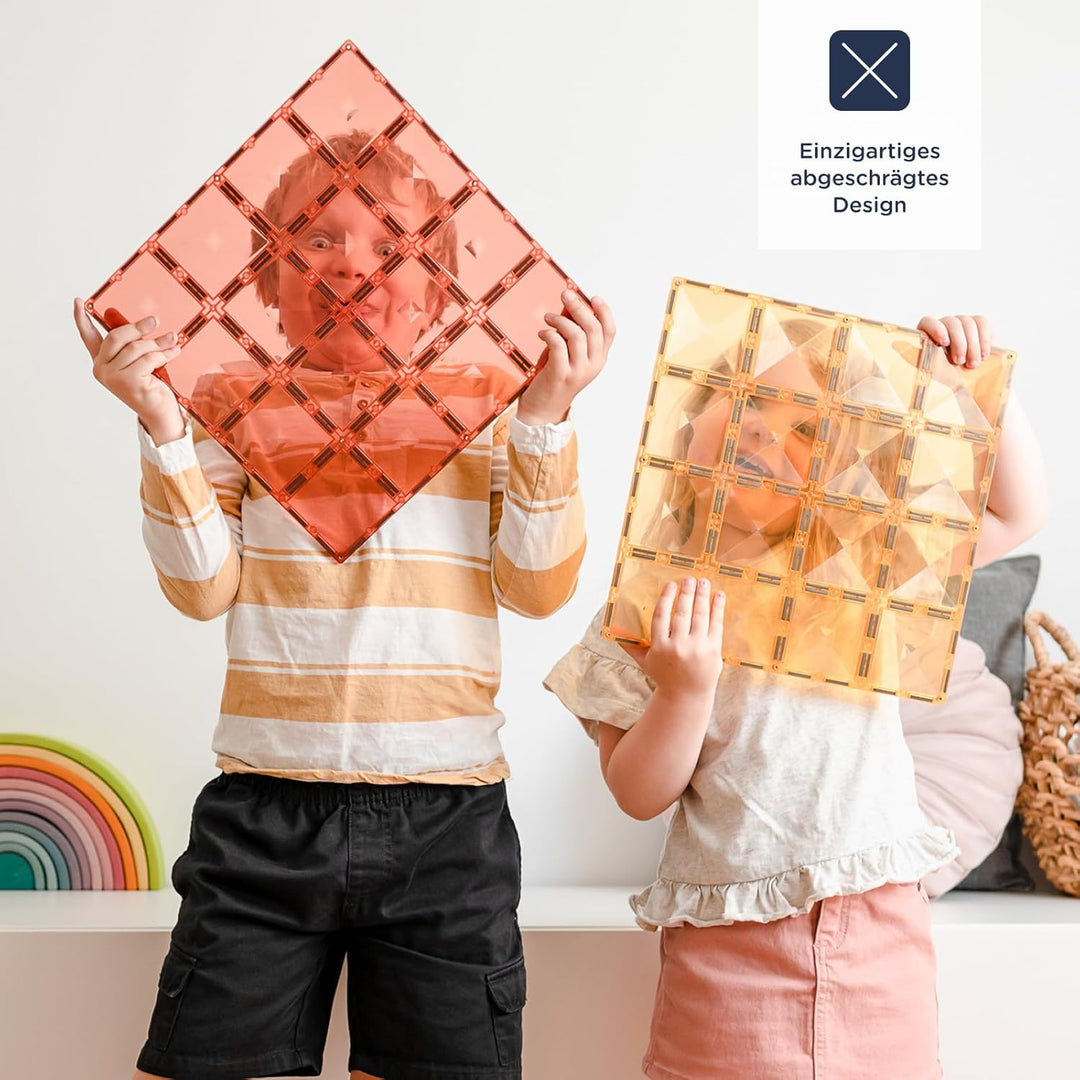 CONNETIX Magnetbausteine Pastell Zitrone und Pfirsich Grundplatten-Pack, 2 Stück