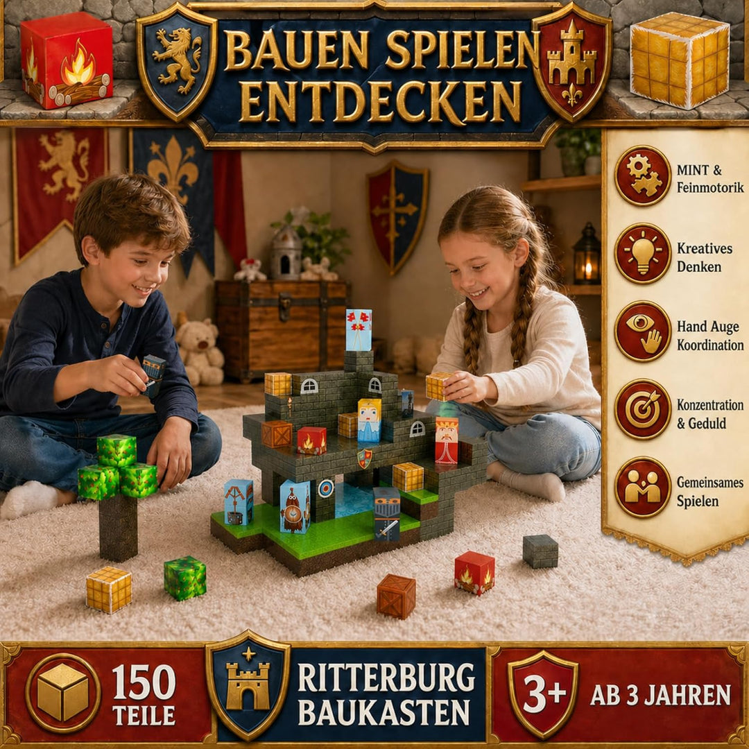 Spiele Kontor Magnetische Bausteine Ritterburg - 150 Stück Magnetbausteine | Kinderspielzeug für Jun