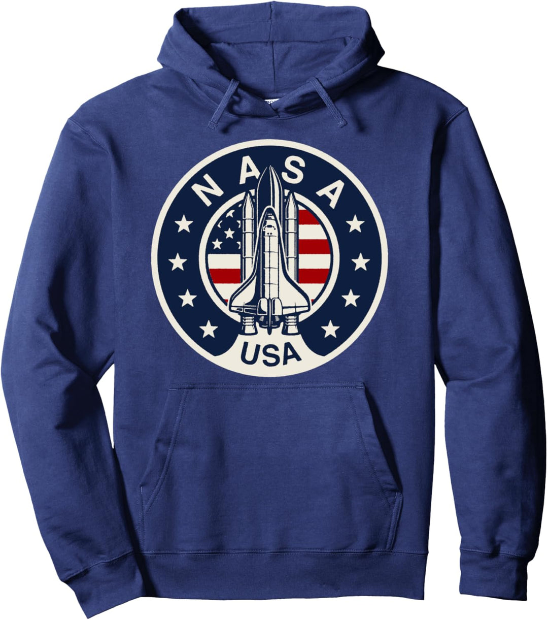 NASA USA Shuttle Rocket American Flag Logo Pullover Hoodie