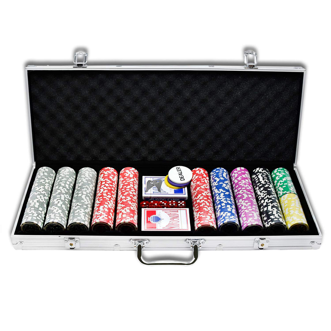 Pokerkoffer 500 Chips Texas Hold'em Poker Chips mit Silber Alumium Case Blackjack Gambing mit Caryin