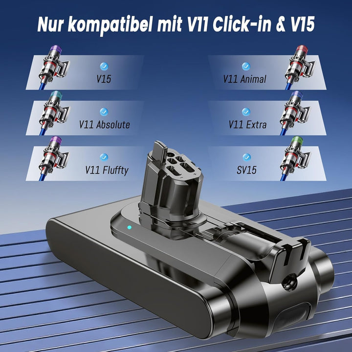 V15 Akku für Dyson V15, V11 Akku (Button klick Modell) Kompatibel mit V11 Extra Absolute Animal Moto