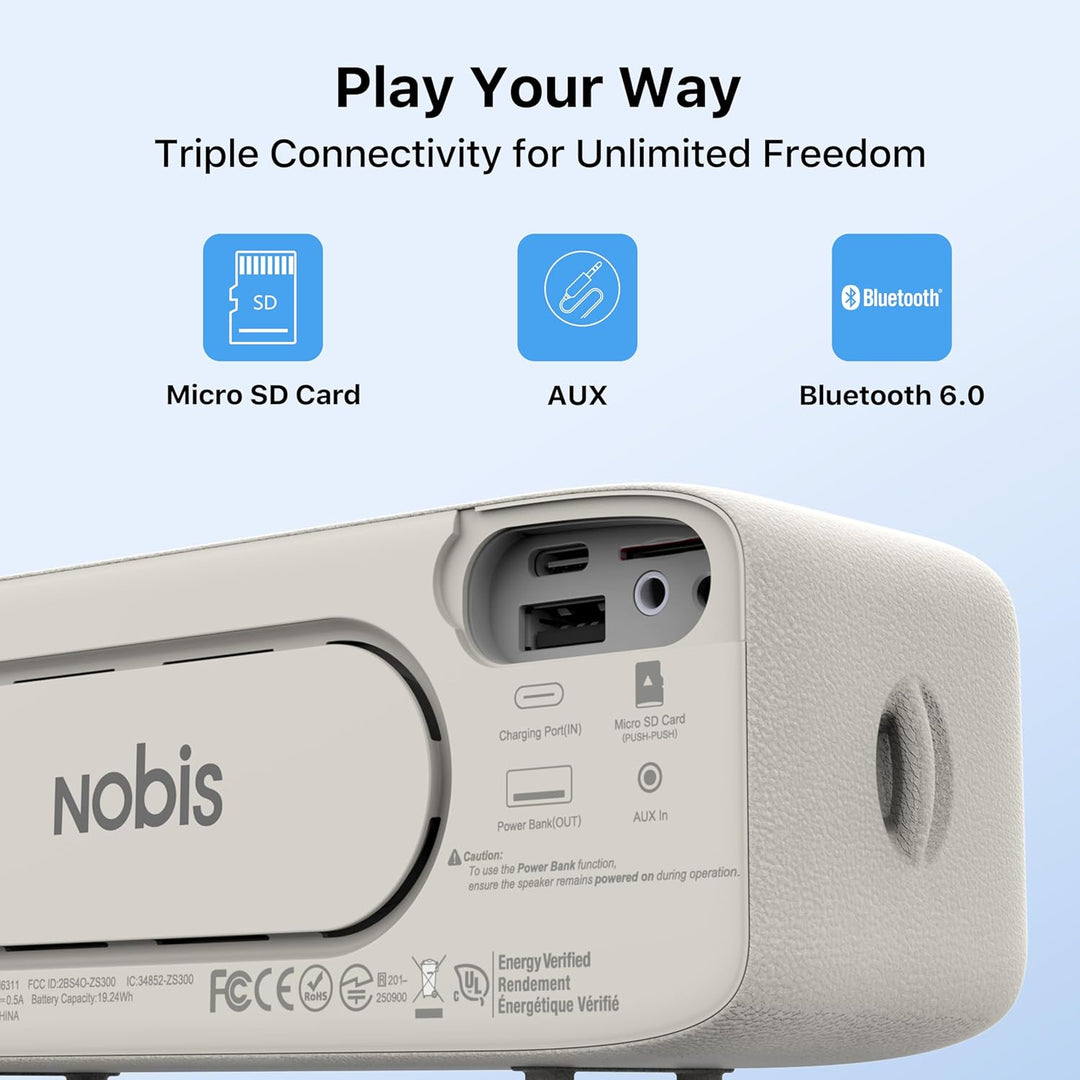 NOBIS 20W Tragbarer Lautsprecher Bluetooth, IP68 Wasserdicht, Bis Zu 24H Wiedergabezeit, TWS-Pairing