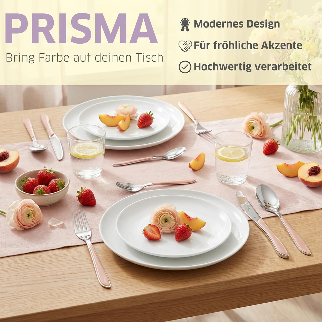 Kuppels Prisma Besteck Set für 6 Personen aus Edelstahl poliert | Besteckset 24-teilig | Hochwertige