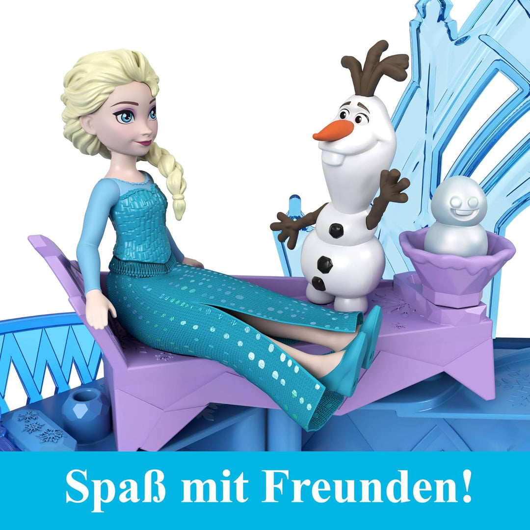 Mattel Disney Die Eiskönigin, Elsas Stapelschloss Puppenhaus-Spielset mit kleiner Puppe und 8 Teilen