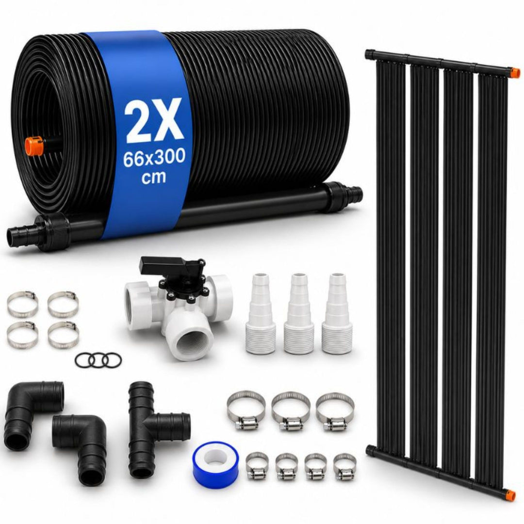 Arebos 2X Solarheizung Solarkollektor Poolheizung | 2er Set | 300x66 cm | UV-beständiger Kunststoff