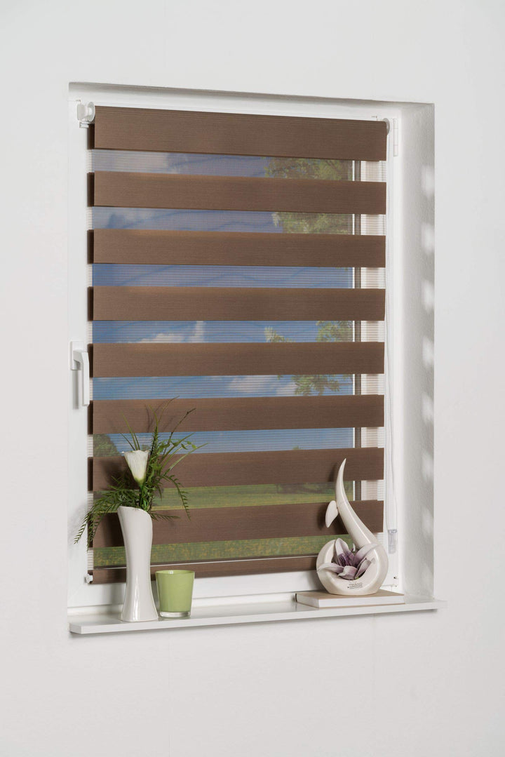 K-home Klemmfix Doppelrollo Madrid ohne Bohren Mokka 95 x 150 cm (B x L), Mokka 95 x 150 cm (B x L)