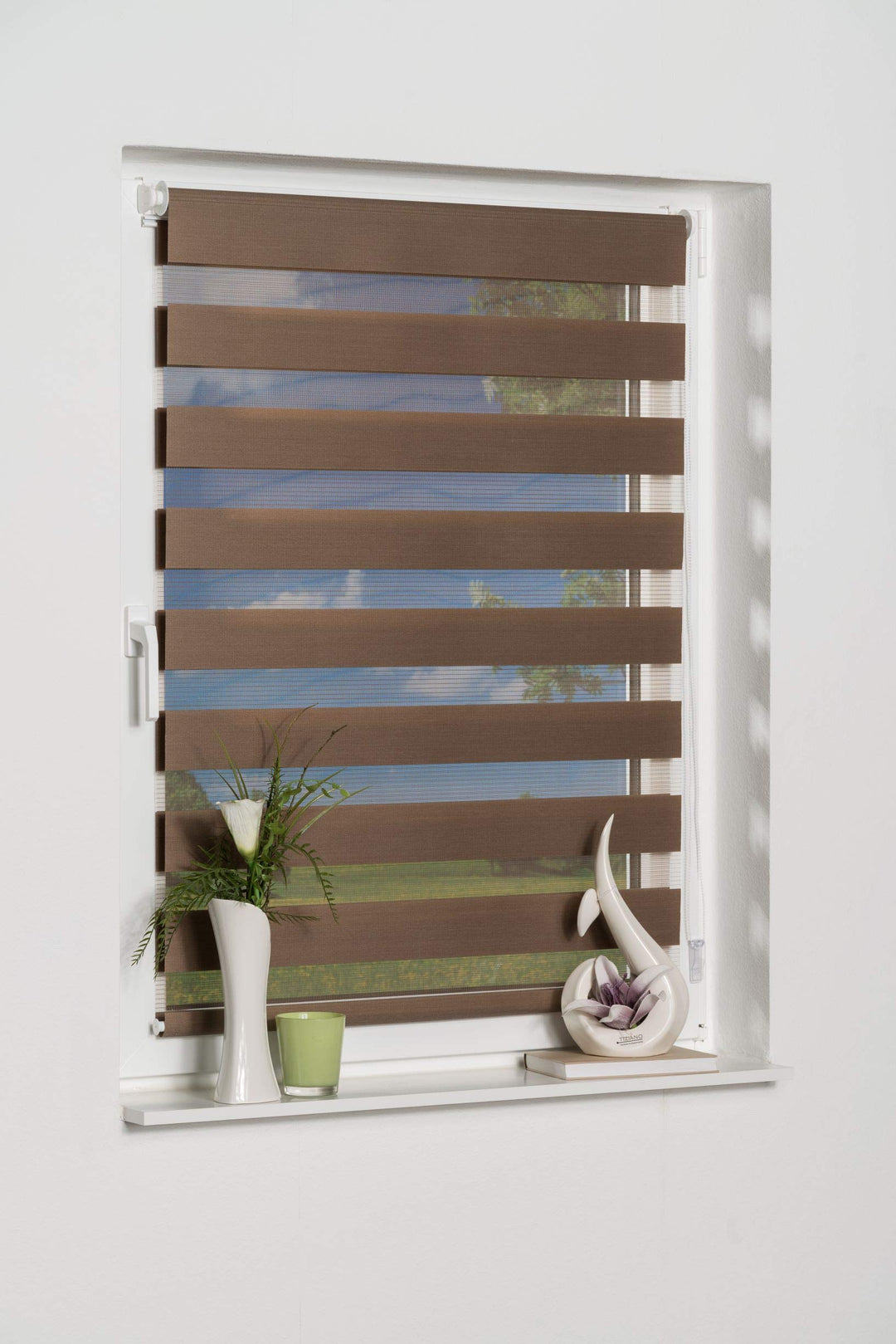 K-home Klemmfix Doppelrollo Madrid ohne Bohren Mokka 80 x 150 cm (B x L), Mokka 80 x 150 cm (B x L)