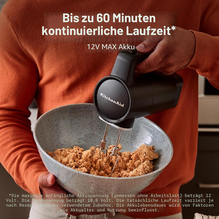 KitchenAid Handmixer kabellos - Go Cordless - Mit 7 geschwindigkeiten und soft start - 2 Edelstahl t