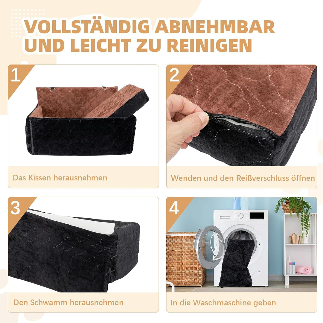 Hunde Autositz für mittlerer grosse Hunde,waschbarer Hundebett Auto für den Rücksitz, Braun+schwarz,