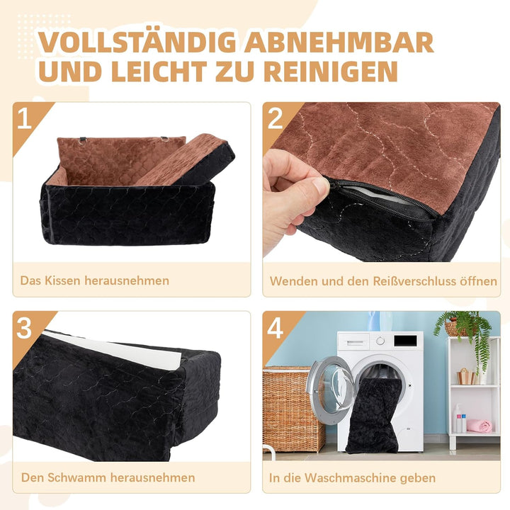 Hunde Autositz für mittlerer grosse Hunde,waschbarer Hundebett Auto für den Rücksitz, Braun+schwarz,