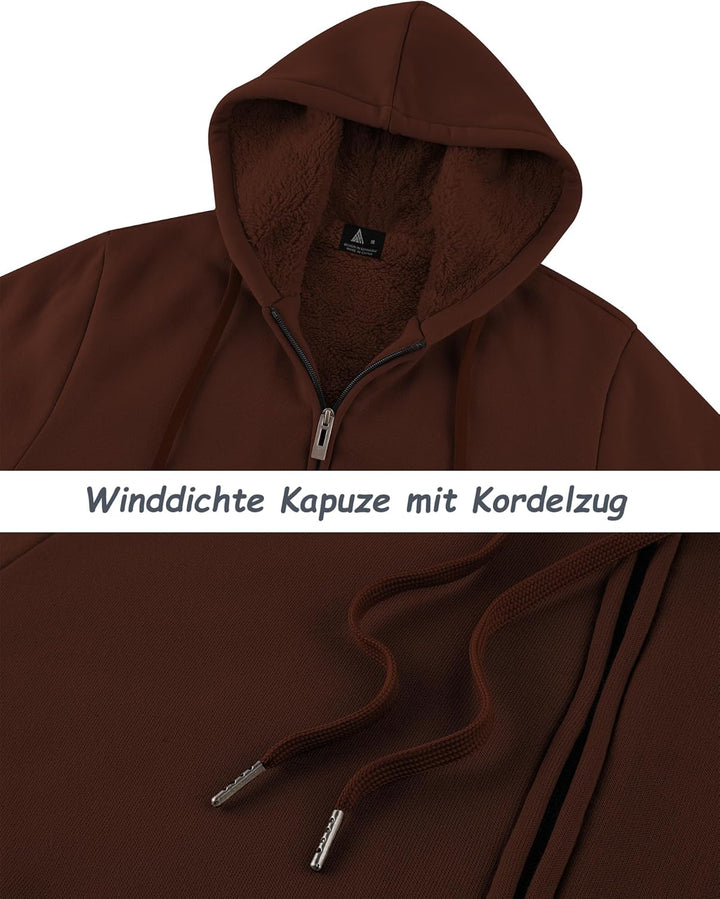 SwissWell Hoodies Herren Gefütterte Sweatjacke mit Kapuze Winter Jacke Reissverschluss Warmer Fleece