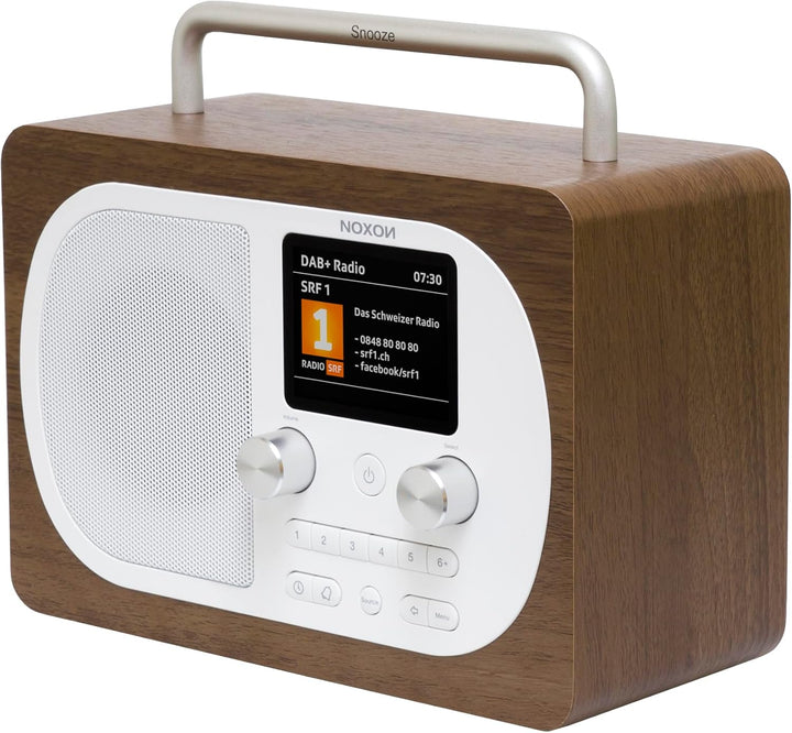 Noxon Eiger - Walnuss - DAB+ und UKW-Radio, Bluetooth, Kopfhöreranschluss, Akkubetrieb möglich, Waln