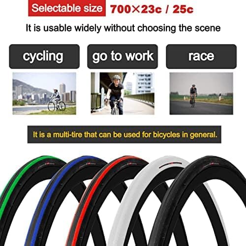 GORIX Road Bike Slick Tire 700×23C or 700×25C Cycling Bicycle (Passion) 700×23c All Black (1 Tire),