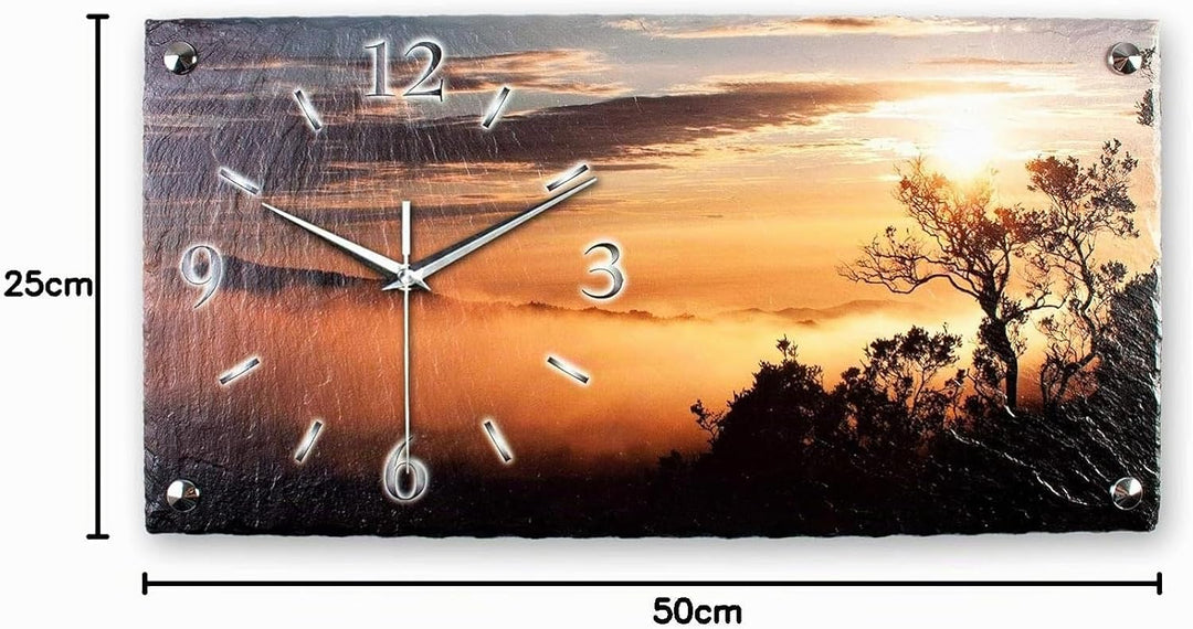 Kreative Feder Designer-WANDUHR Sonnenaufgang aus Stein mit Zeigern aus gebürstetem Aluminium - Desi