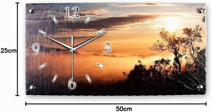 Kreative Feder Designer-WANDUHR Sonnenaufgang aus Stein mit Zeigern aus gebürstetem Aluminium - Desi
