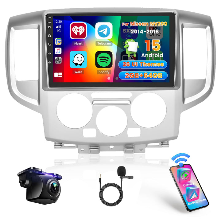 Hikity 2G+64G Android 15 Autoradio Für Nissan NV200 2014-2018 mit Wireless Carplay Android Auto, 9 Z