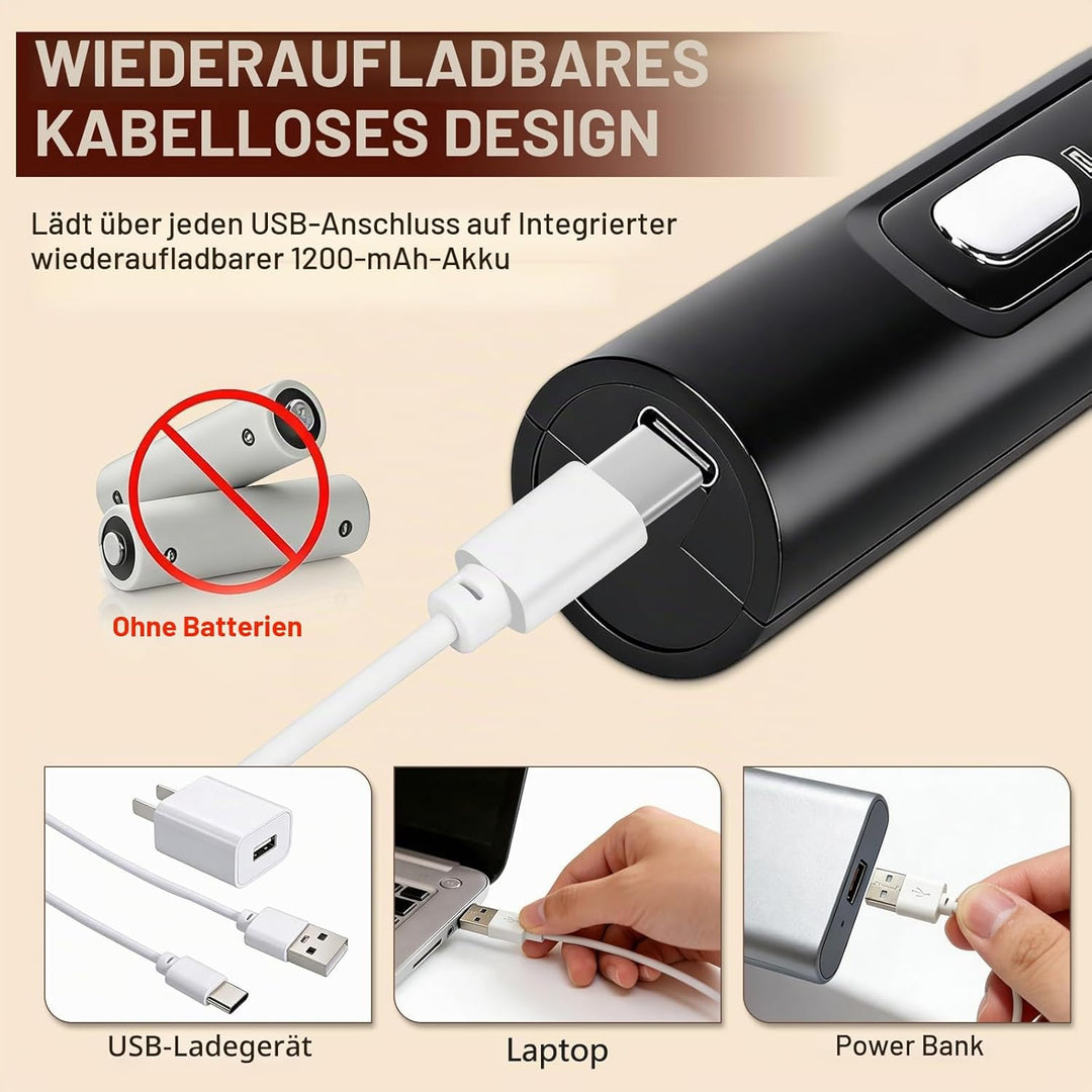 Milchaufschäumer Stab, 3 Gang USB-C Wiederaufladbar Milchschäumer, Milchaufschäumer Elektrisch Stab