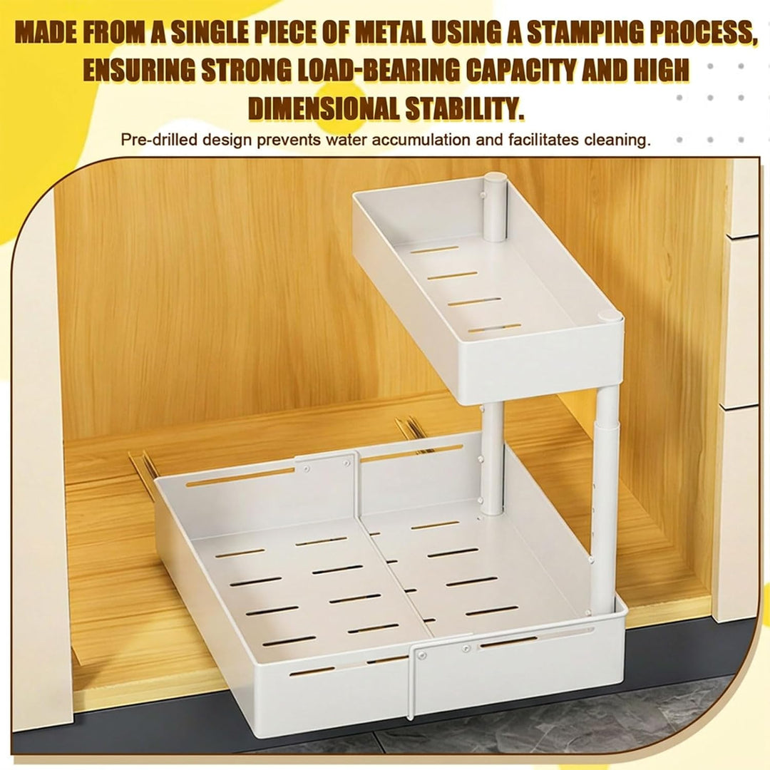 Spülschrank Organizer Ausziehbar – 2 Etagen Unterschrank Organizer Küche Höhenverstellbar &amp; Ausziehb