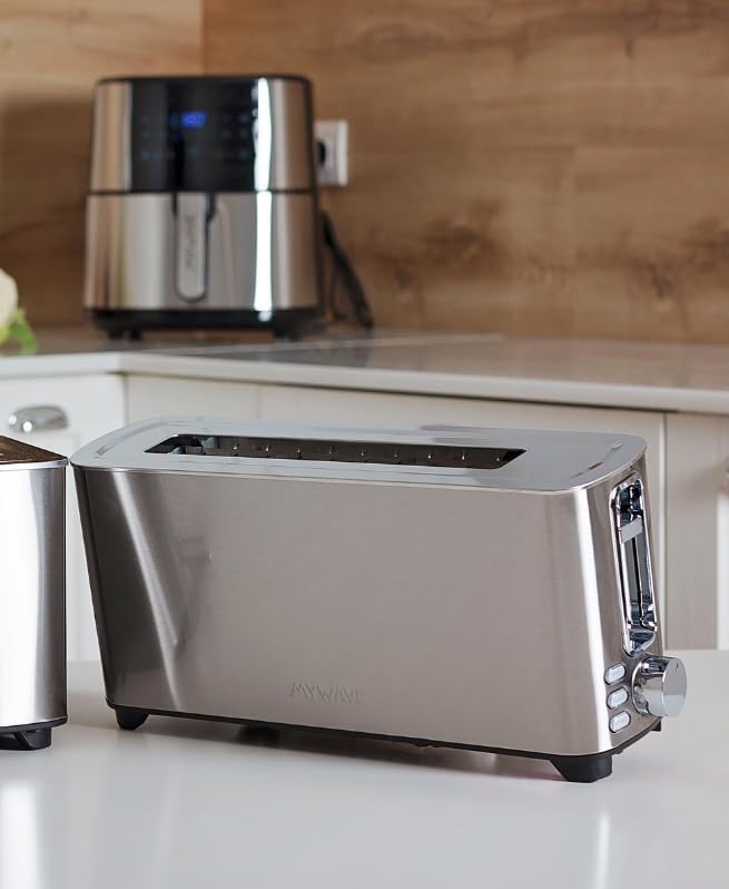 MYWAVE Mwemtos-Il Ceylan 1 Langschlitz Toaster für 2 Scheiben, Stainless Steel, grau
