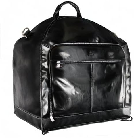 Leder Kleidersack Anzug Duffel Slim Handgepäck Kleiderschutztasche - Time Resistance Schwarz, Schwar
